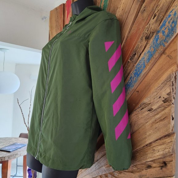 Off-White hooded waterproof windbreaker/jacket/rain coat Sz 12 - Picture 1 of 8